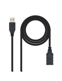 Cable Alargador USB 3.0 Nanocable 10.01.0902-BK/ USB Macho - USB Hembra/ 2m/ Negro