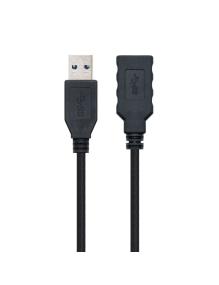 Cable Alargador USB 3.0 Nanocable 10.01.0902-BK/ USB Macho - USB Hembra/ 2m/ Negro