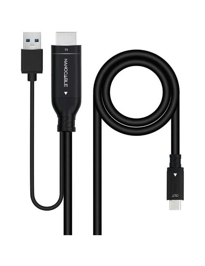 Cable DisplayPort Nanocable 10.15.4354/ DisplayPort Macho - USB Macho/ USB Tipo-C Macho/ 1.8m/ Negro