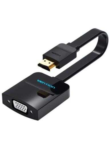 Cable Conversor Vention 74345/ HDMI Macho/ VGA Hembra - Jack 3.5 Hembra/ 15cm/ Negro