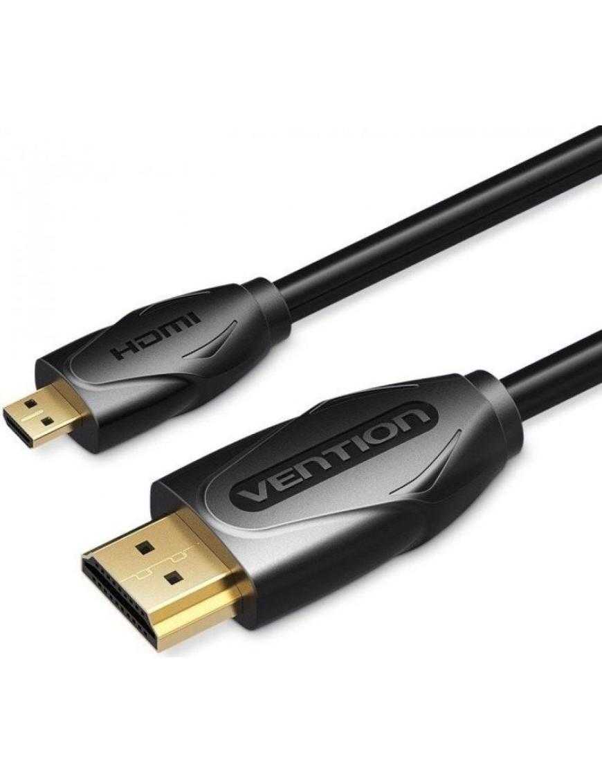 Cable HDMI Vention VAA-D03-B150/ HDMI Macho - Micro HDMI Macho/ 1.5m/ Negro