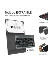 Funda con Teclado Subblim Keytab Pro Bluetooth para Tablets de 10.1'-10.8'/ Roja