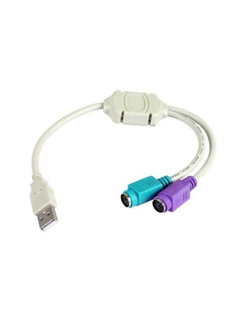 Cable Conversor 3GO C101/ USB Macho - 2x PS2 Macho/ 10cm/ Blanco