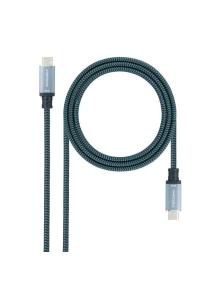 Cable USB 3.2 Tipo-C Nanocable 10.01.4103-COMB/ USB Tipo-C Macho - USB Tipo-C Macho/ Hasta 100W/ 20Gbps/ 3m/ Gris y Negro