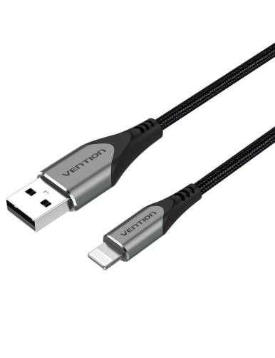 Cable USB 2.0 Lightning Vention LABHH/ USB Macho - Lightning Macho/ Hasta 12W/ 480Mbps/ 2m/ Gris