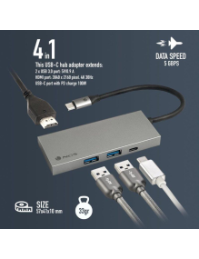 Docking USB Tipo-C NGS WonderDock4 Pro/ 2xUSB/ 1xUSB Tipo-C DP/ 1xHDMI