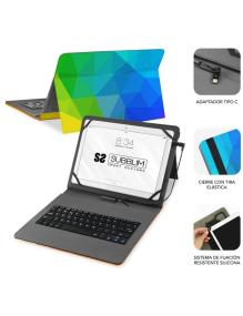 Funda con Teclado Subblim Keytab USB 11' Triángulos USB para Tablets de 11'