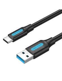 Cable USB 3.0 Tipo-C Vention COZBF/ USB Macho - USB Tipo-C Macho/ Hasta 60W/ 5Gbps/ 1m/ Negro