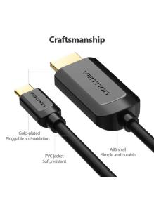 Cable Conversor HDMI 1.4 4K Vention CGUBH/ USB Tipo-C Macho - HDMI Macho/ 2m/ Negro