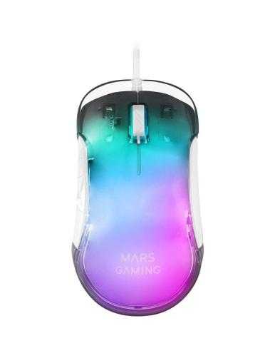 Ratón Gaming Mars Gaming MMGLOWW/ Hasta 12800 DPI/ Blanco