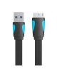 Cable USB 3.0 Vention VAS-A12-B050/ MicroUSB Macho - USB Macho/ 10W/ 5Gbps/ 50cm/ Azul y Negro