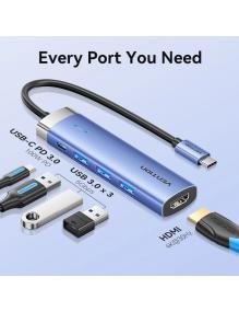 Docking USB Tipo-C Vention TGESB/ 3xUSB/ 1xHDMI/ 1xUSB Tipo-C PD