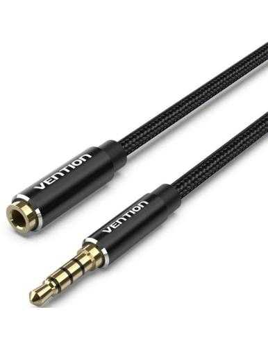 Cable Estéreo Vention BHCBJ/ Jack 3.5 Macho - Jack 3.5 Hembra/ 5m/ Negro