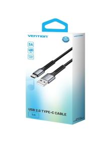 Cable USB Tipo-C Vention H13BF/ USB Macho - USB Tipo-C Macho/ 15W/ 480Mbps/ 1m/ Negro