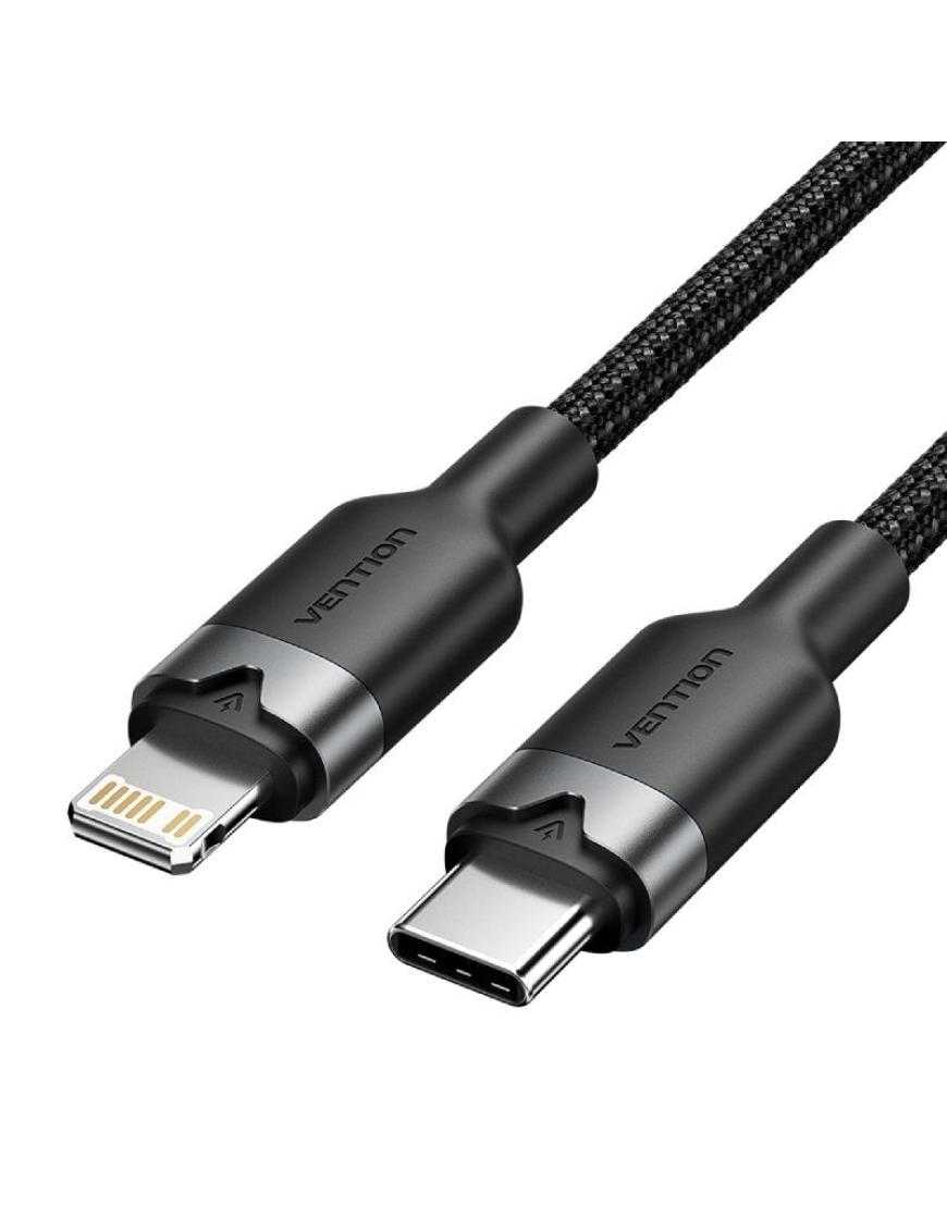 Cable USB Tipo-C Lightning Vention LALBH/ USB Tipo-C Macho - Lightning Macho/ 27W/ 480Mbps/ 2m/ Negro