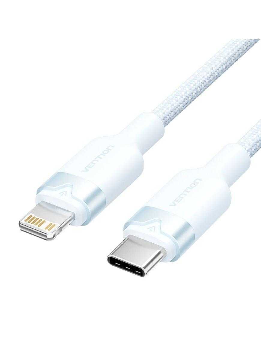 Cable USB Tipo-C Lightning Vention LALSF/ USB Tipo-C Macho - Lightning Macho/ 27W/ 480Mbps/ 1m/ Azul