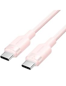 Cable USB 2.0 Tipo-C 3A Vention TRDPF/ USB Tipo-C Macho - USB Tipo-C Macho/ Hasta 60W/ 480Mbps/ 1m/ Rosa