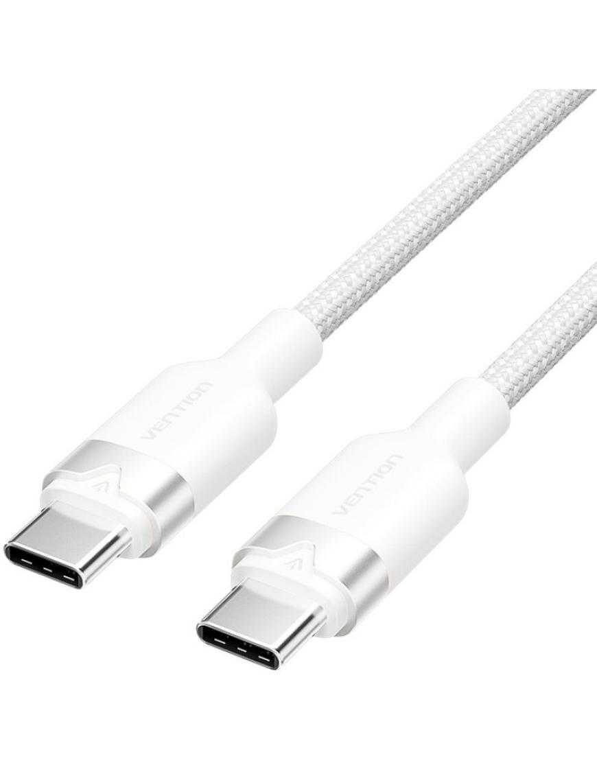 Cable USB 2.0 Tipo-C 3A Vention TRDWH/ USB Tipo-C Macho - USB Tipo-C Macho/ Hasta 60W/ 480Mbps/ 2m/ Blanco