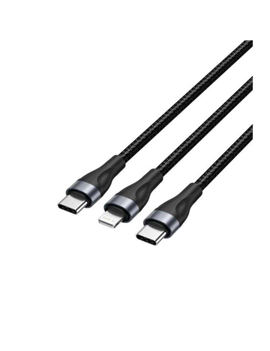 Cable USB Tipo-C Vention H17BAV/ USB Tipo-C Macho - Lightning Macho/ USB Tipo-C Macho/ 60W/ 480Mbps/ 1.2m/ Negro