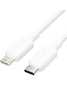 Cable USB 2.0 Tipo-C Lightning Vention LAKWF/ USB Tipo-C Macho - Lightning Macho/ Hasta 27W/ 480Mbps/ 1m/ Blanco