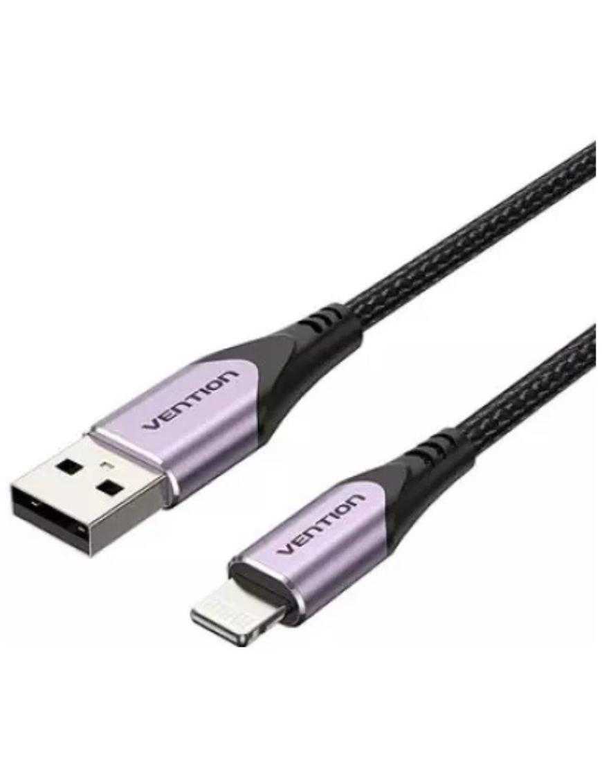 Cable USB 2.0 Lightning Vention LABVF/ USB Macho - Lightning Macho/ Hasta 12W/ 480Mbps/ 1m/ Morado