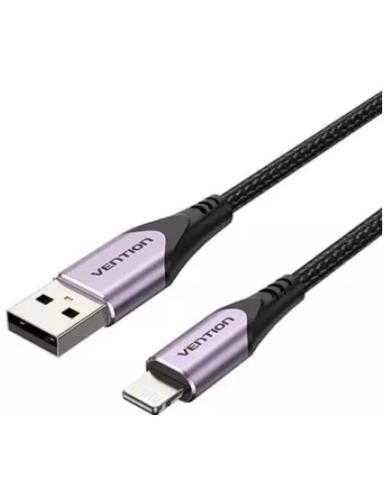 Cable USB 2.0 Lightning Vention LABVF/ USB Macho - Lightning Macho/ Hasta 12W/ 480Mbps/ 1m/ Morado