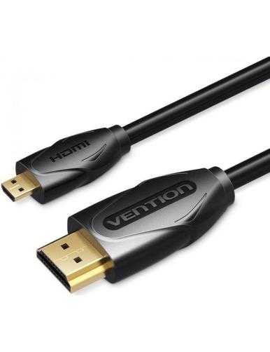 Cable HDMI Vention VAA-D03-B100/ HDMI Macho - Micro HDMI Macho/ 1m/ Negro