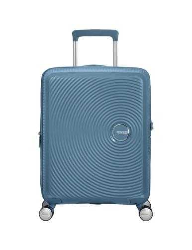 Maleta de Cabina American Tourister SoundBox Spinner 55cm/ 55x40x20cm/ 4 Ruedas/ Azul Piedra