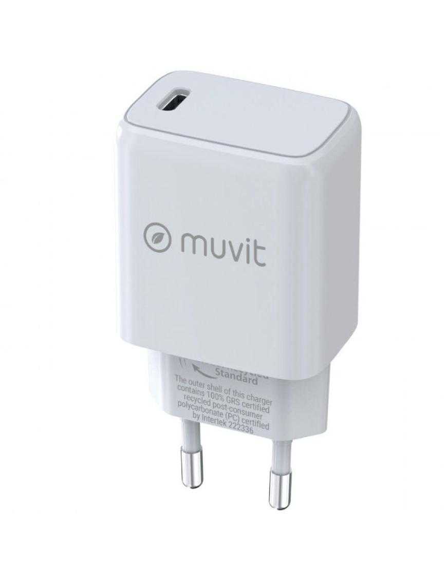 Cargador de Pared Muvit For Change MCACC0038/ 1xUSB Tipo-C/ 25W