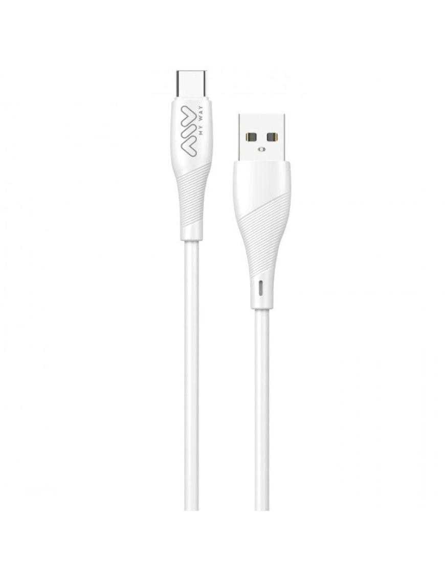 Cable USB 2.0 Tipo-C Myway MWUSC0019/ USB Macho - USB Tipo-C Macho/ 1m/ Blanco