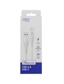 Cable USB 2.0 Tipo-C Myway MWUSC0019/ USB Macho - USB Tipo-C Macho/ 1m/ Blanco