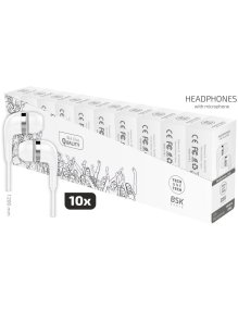 Pack 10 Auriculares Intrauditivos Tech One TEC2955/ con Micrófono/ Jack 3.5/ Blancos