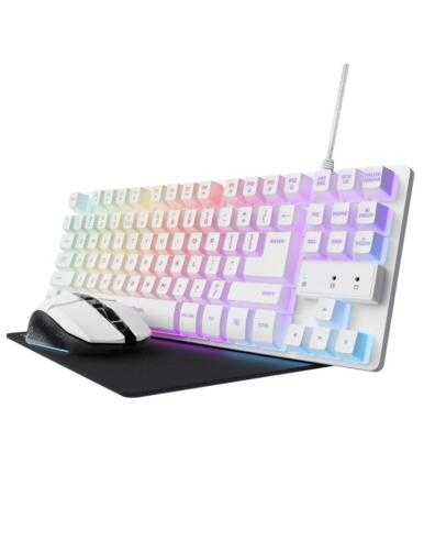 Pack Gaming Trust Gaming GXT 794W/ Teclado RGB + Ratón RGB + Alfombrilla