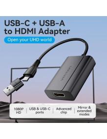 Adaptador Vention ACYHB/ USB Tipo-C Macho/ USB Macho - HDMI Hembra