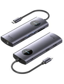 Docking USB Tipo-C Vention TQVHB/ 2xHDMI/ 3xUSB/ 1xRJ45/ 1xLector de Tarjetas/ 1xUSB Tipo-C PD/ Gris