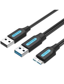 Cable USB 3.0 Vention CQPBF/ USB Macho - MicroUSB Macho/ USB 2.0 Macho/ 5Gbps/ 1m/ Negro