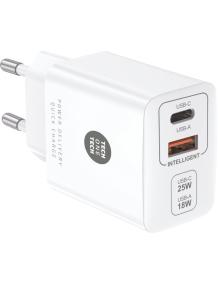 Cargador de Pared Tech One Tech TEC2267/ 1xUSB Tipo-C/ 1xUSB/ 3A/ Blanco