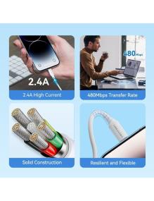 Cable USB 2.0 Lightning Vention LAIWF/ USB Macho - Lightning Macho/ 480Mbps/ 1m/ Blanco