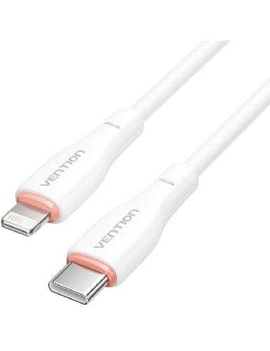 Cable USB Tipo-C Lightning Vention H28WF/ USB Tipo-C Macho - Lightning Macho/ 1m/ Blanco