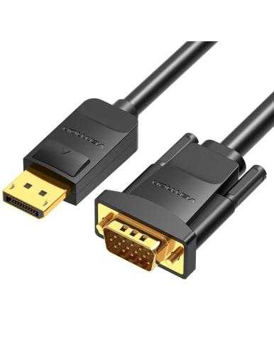 Cable Conversor Vention HBLBI/ VGA Macho - DisplayPort Macho/ 3m/ Negro