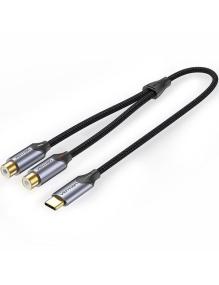 Cable Conversor Vention BGVHD/ 2x RCA Hembra - USB Tipo-C Macho/ 50cm/ Gris