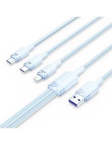 Cable USB 2.0 Lightning Vention CTPLG/ USB Macho/ USB Tipo-C Macho - MicroUSB Macho - Lightning Macho/ 1.5m/ Azul