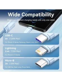 Cable USB 2.0 Lightning Vention CTRWG/ USB Macho/ USB Tipo-C Macho - MicroUSB Macho - Lightning Macho/ 1.5m/ Blanco