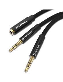 Cable Estéreo Vention BBLBF/ 2x Jack 3.5 Macho - Jack 3.5 Hembra/ 1m/ Negro