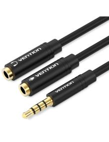Cable Estéreo Vention BBVBY/ Jack 3.5 Macho - 2x Jack 3.5 Hembra/ 30cm/ Negro