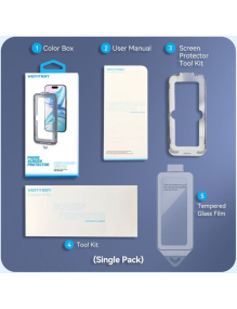 Protector de Pantalla de Cristal Templado Vention KUJTCA-10 para iPhone 14 + Herramienta de Instalación Antipolvo