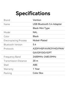 Adaptador USB - Bluetooth Vention NALB0