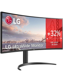 Monitor Profesional Ultrapanorámico Curvo LG 34WR55QK-B 34'/ WQHD/ Regulable en altura/ Negro