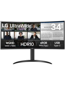 Monitor Profesional Ultrapanorámico Curvo LG 34WR55QK-B 34'/ WQHD/ Regulable en altura/ Negro