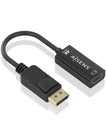 Cable Conversor Aisens A125-0905/ DisplayPort Macho - HDMI Hembra/ 15cm/ Negro